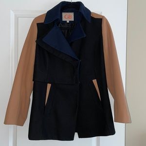 Tan, Navy, and Black coat